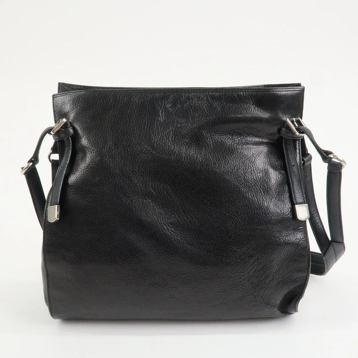 LOEWE Anagram Studs Logo Leather Shoulder Bag Crossbody Bag Black