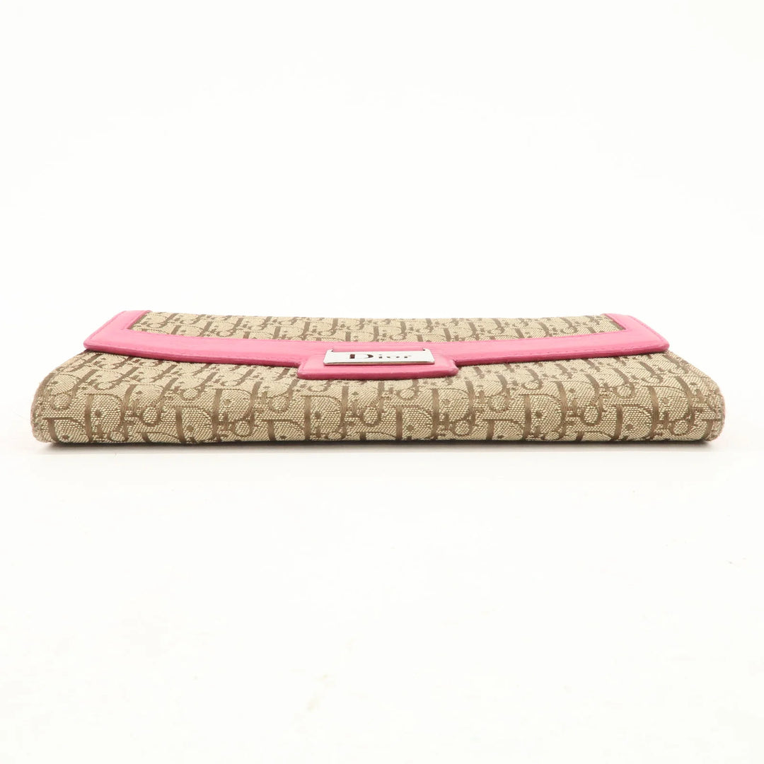 Christian Dior Trotter Street Chic Canvas Leather Long Wallet Pink