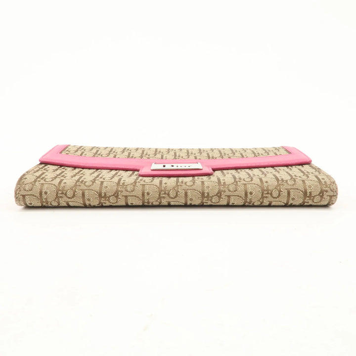 Christian Dior Trotter Street Chic Canvas Leather Long Wallet Pink