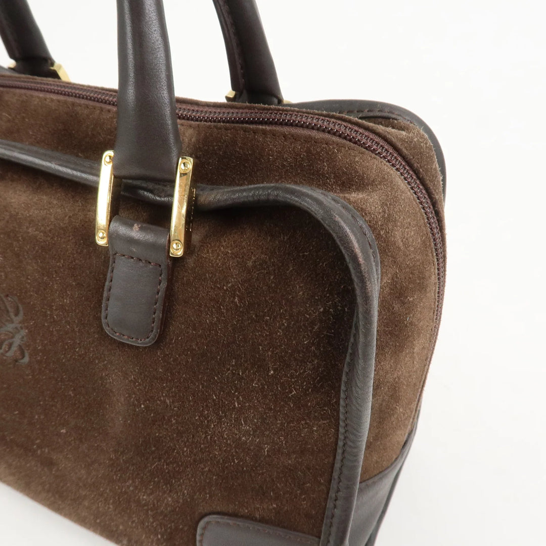 LOEWE Anagram Suede Leather Amazona 28 Hand Bag Brown