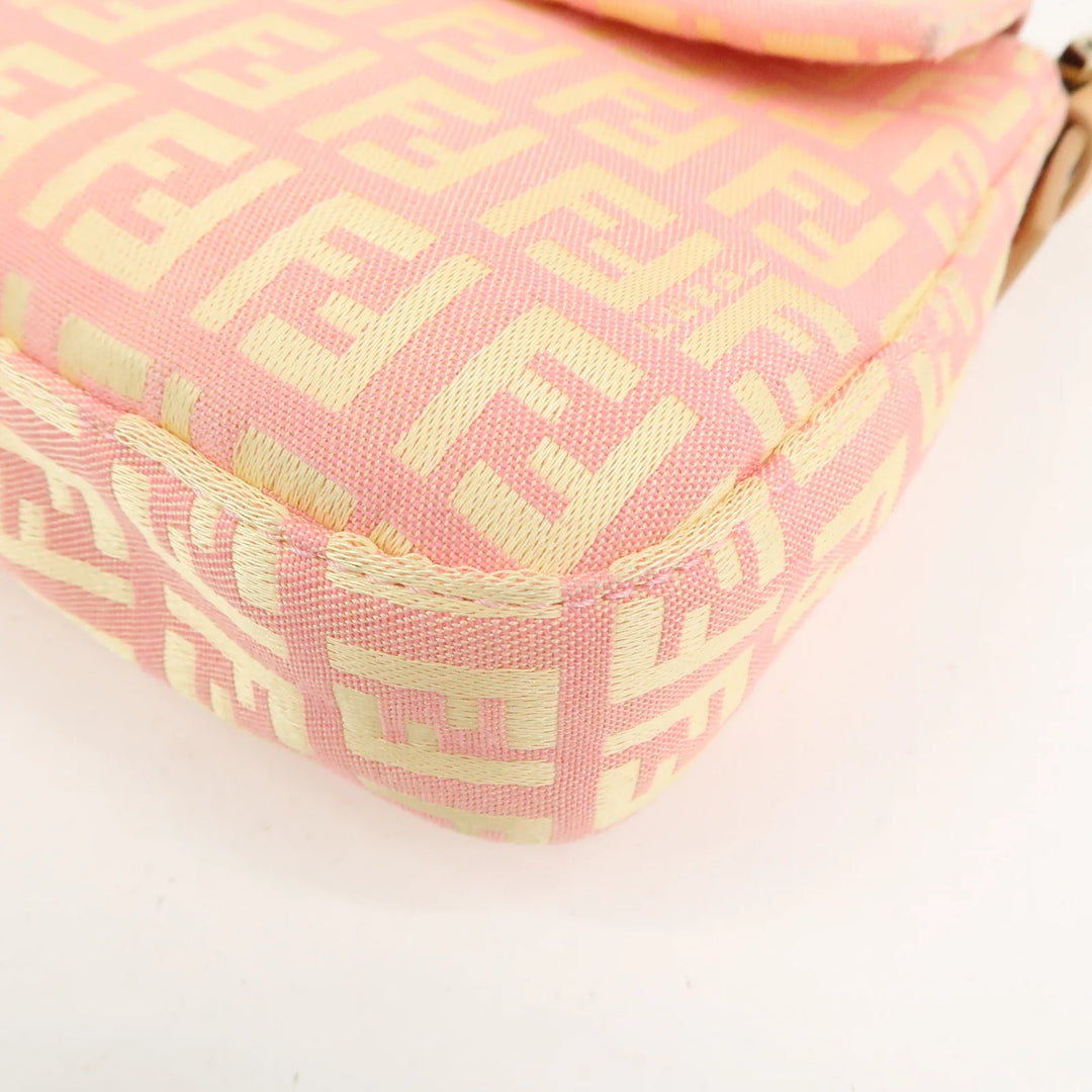 FENDI Mamma Baguette Zucchino Canva Leather Shoulder Bag 8BR000