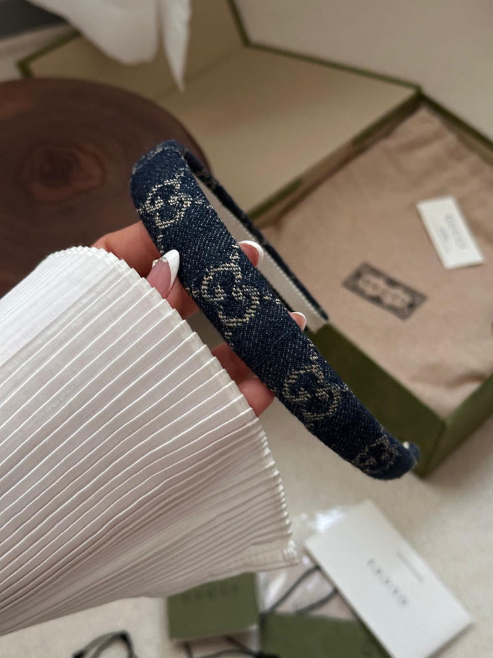 Gucci Denim GG Headband 💙✨ Full Set with Box