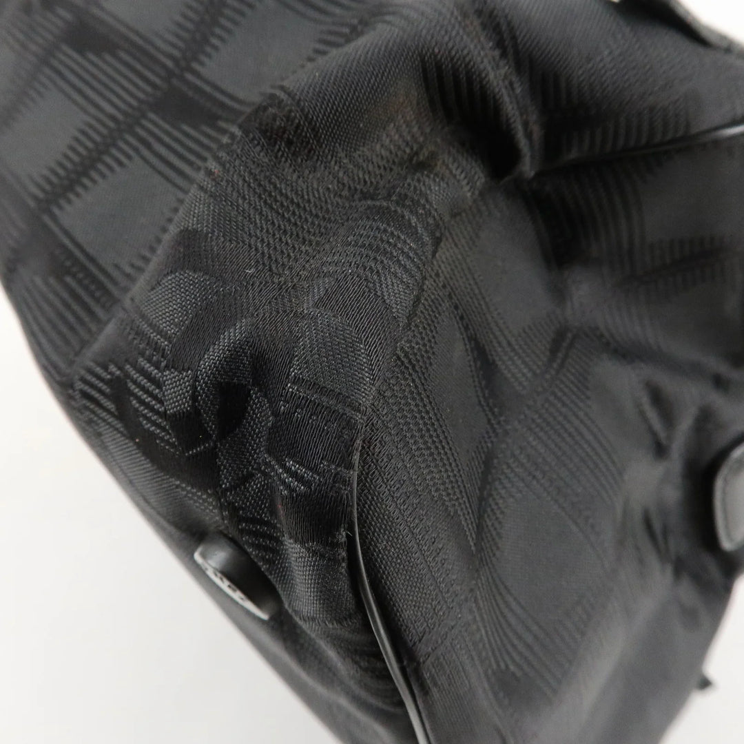 CHANEL New Travel Line Nylon Jacquard Leather Vanity Bag A15829 Used