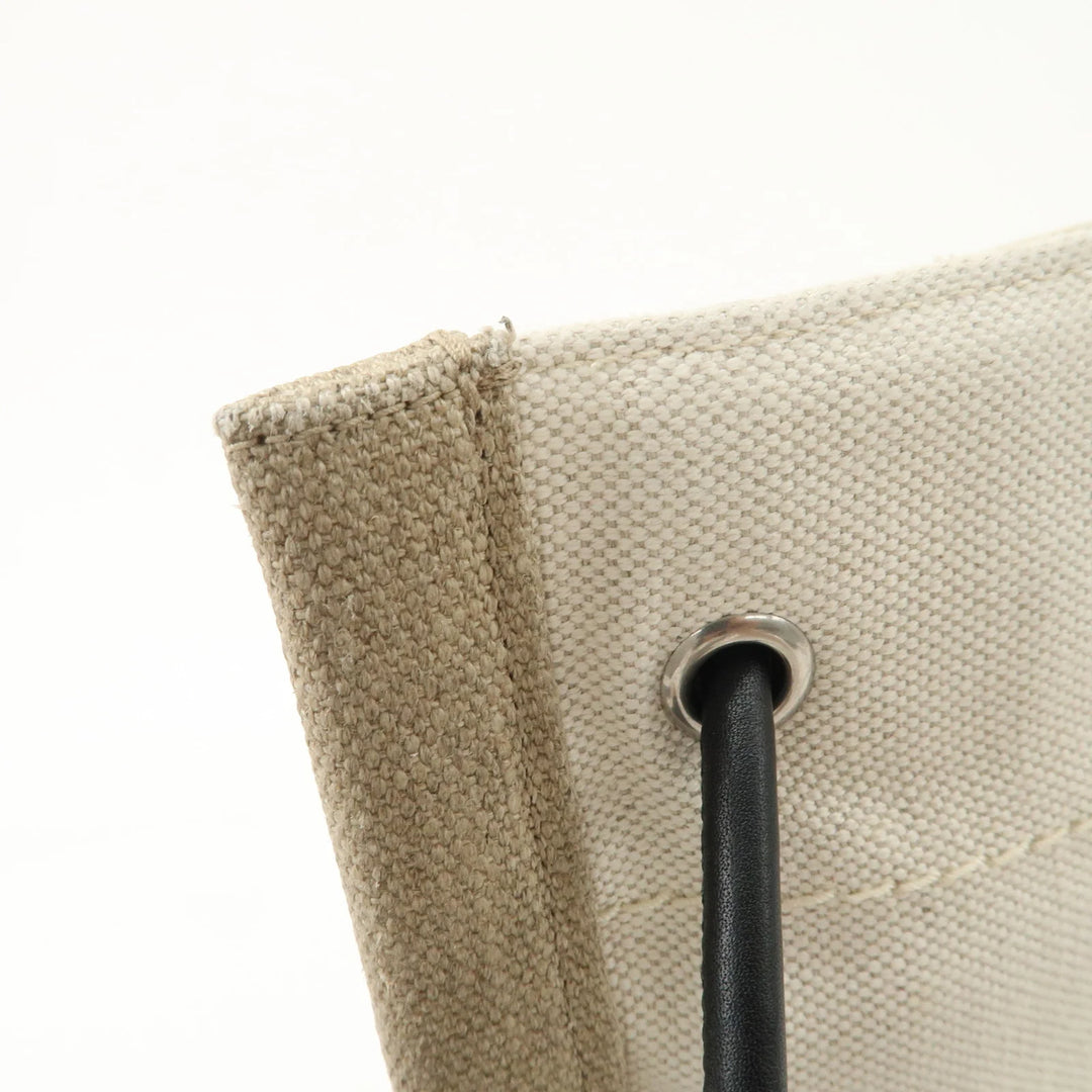 SAINT LAURENT Leather Canvas 2Way Bag Back Pack Natural 710272 Used