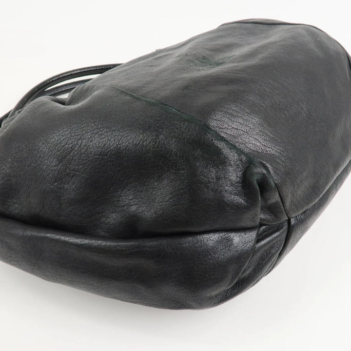 Ferragamo Leather Patent Leather Shoulder Bag Hand Bag Black