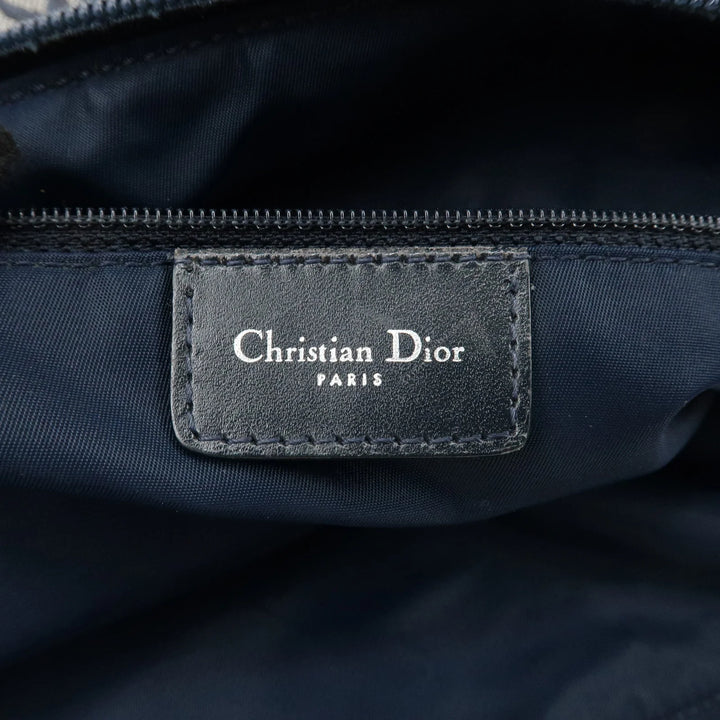 Christian Dior Trotter Canvas Leather Shoulder Bag Navy White Used