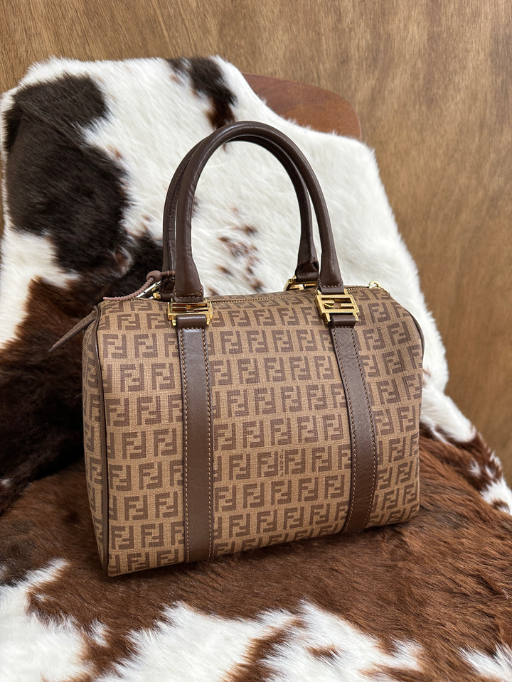Fendi Zucca Canvas Boston Bag 🤎｜Iconic FF Monogram・Gold Hardware・Rare Vintage Piece