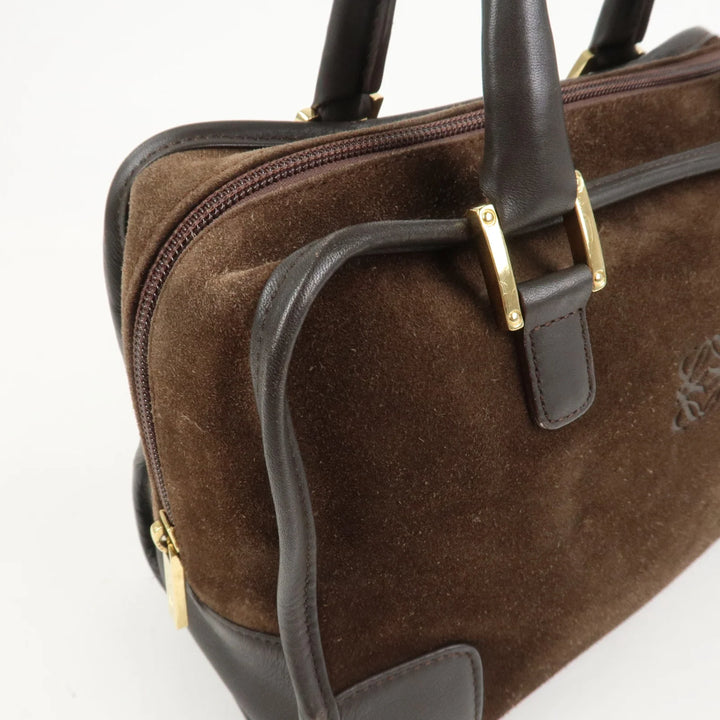 LOEWE Anagram Suede Leather Amazona 28 Hand Bag Brown