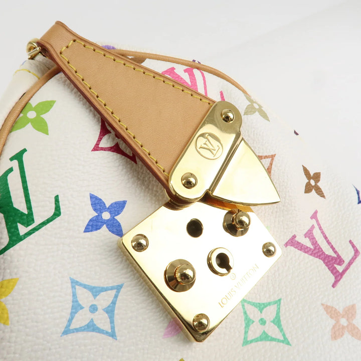 Louis Vuitton Monogram Multicolor Speedy 30 Hand Bag Blanc M92643 Used