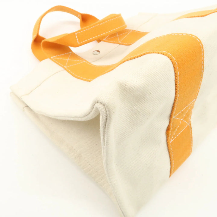 Hermes Bora Bora PM Canvas Tote Bag Hand Bag Ivory Orange Used