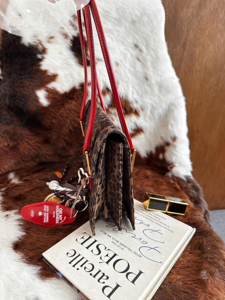 Fendi Leopard Print Hobo Bag 🐆｜Lizard Leather Handle・Gold Hardware・Vintage Chic