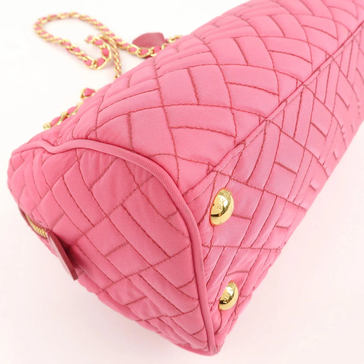 PRADA Nylon Leather Chain Shoulder Bag Pink BR4965 Used