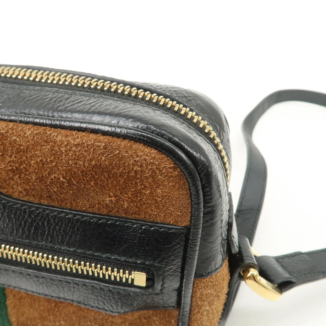 GUCCI Ophidia Sherry Suede Patent Leather Shoulder Bag Brown 573321