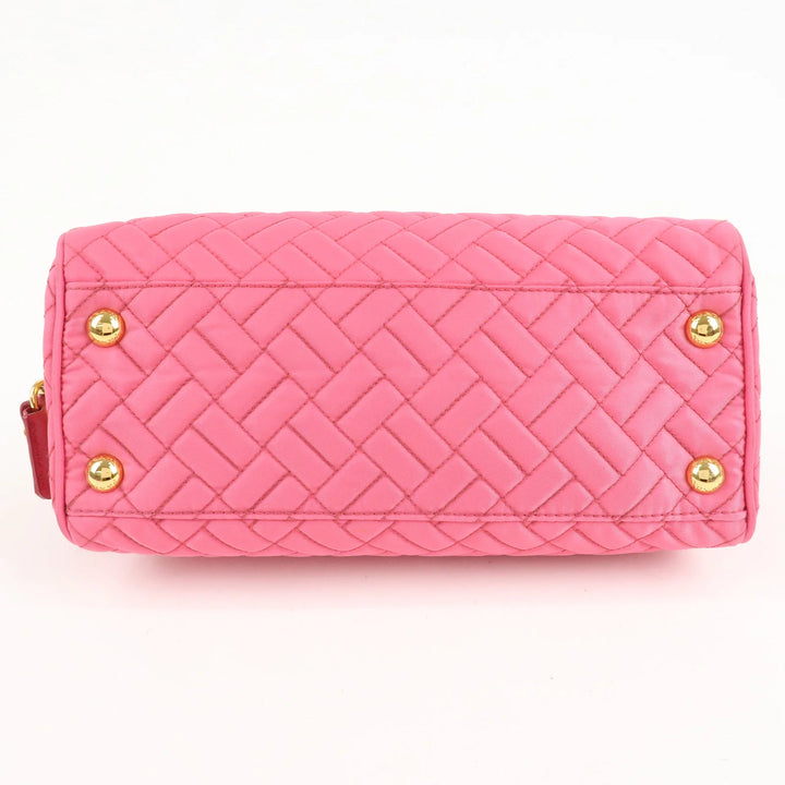 PRADA Nylon Leather Chain Shoulder Bag Pink BR4965 Used