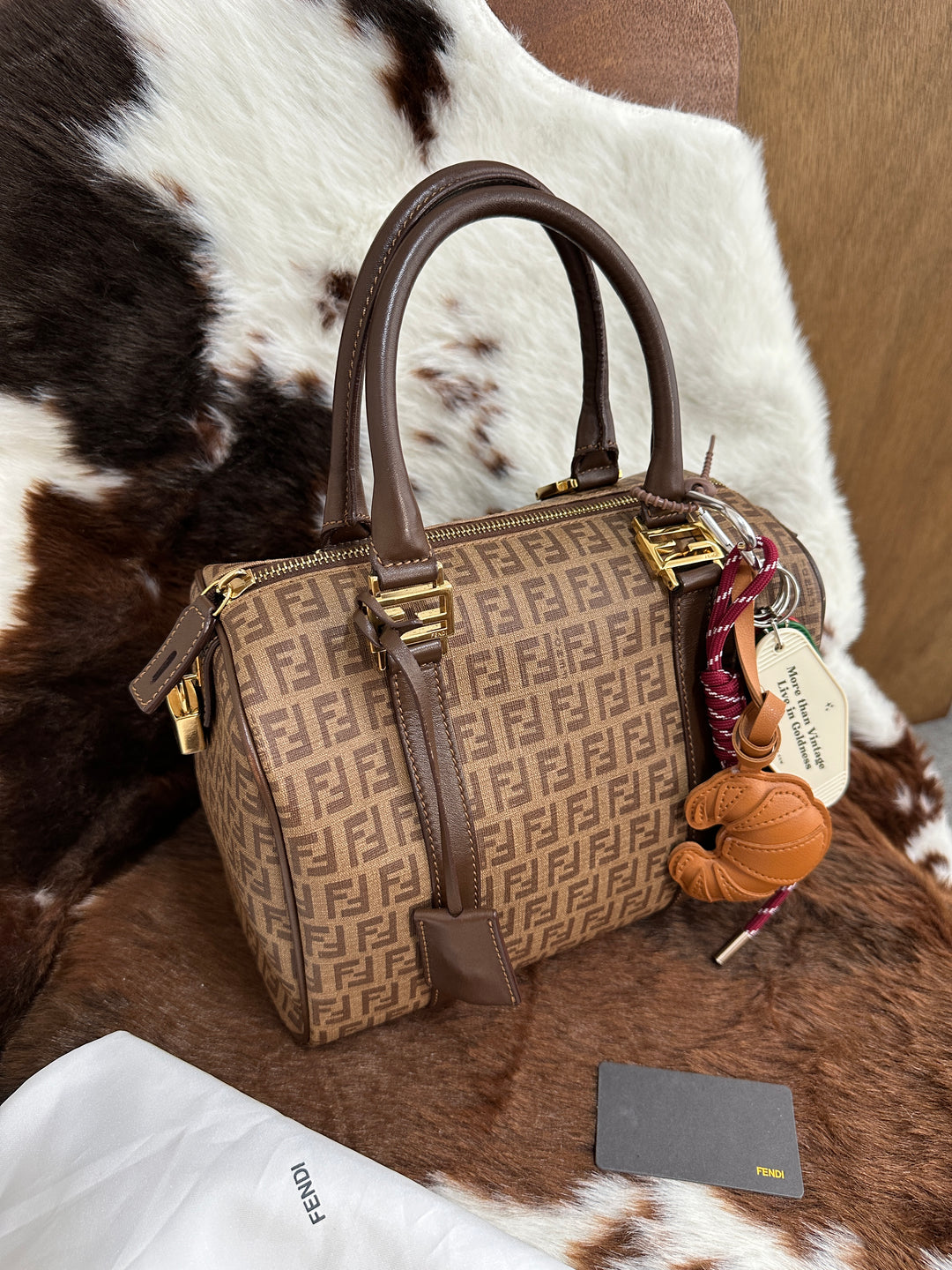 Fendi Zucca Canvas Boston Bag 🤎｜Iconic FF Monogram・Gold Hardware・Rare Vintage Piece