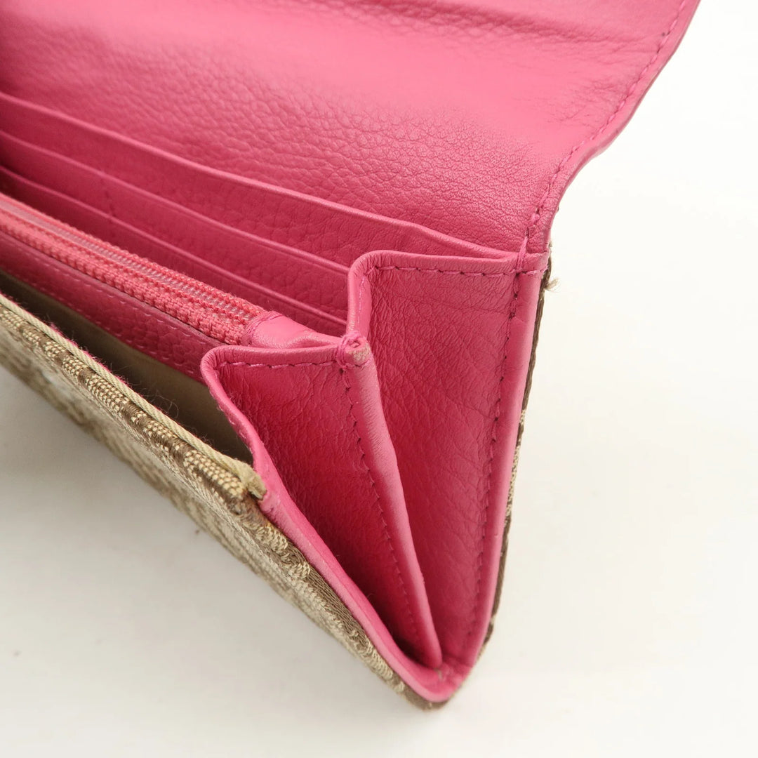 Christian Dior Trotter Street Chic Canvas Leather Long Wallet Pink