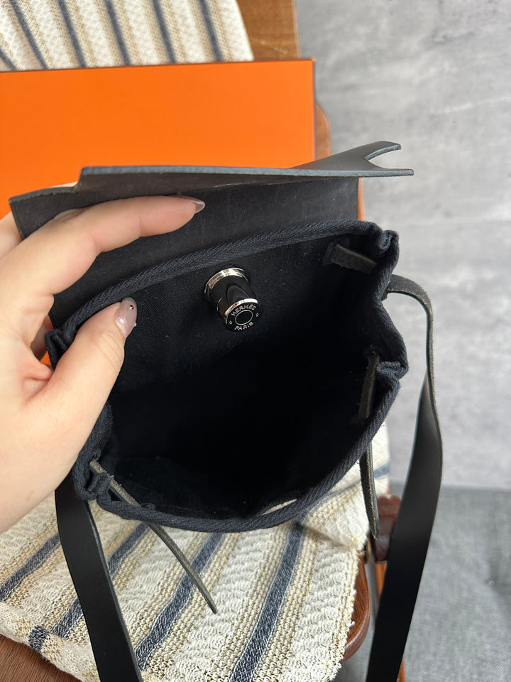 Hermès Mini Herbag Crossbody – Navy & Black ✨