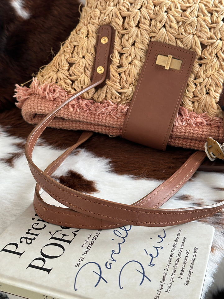Chanel Straw Tote Bag 🏖️✨｜2.55 Turnlock Detail・Layered Pink Interior・Lightweight Summer Style