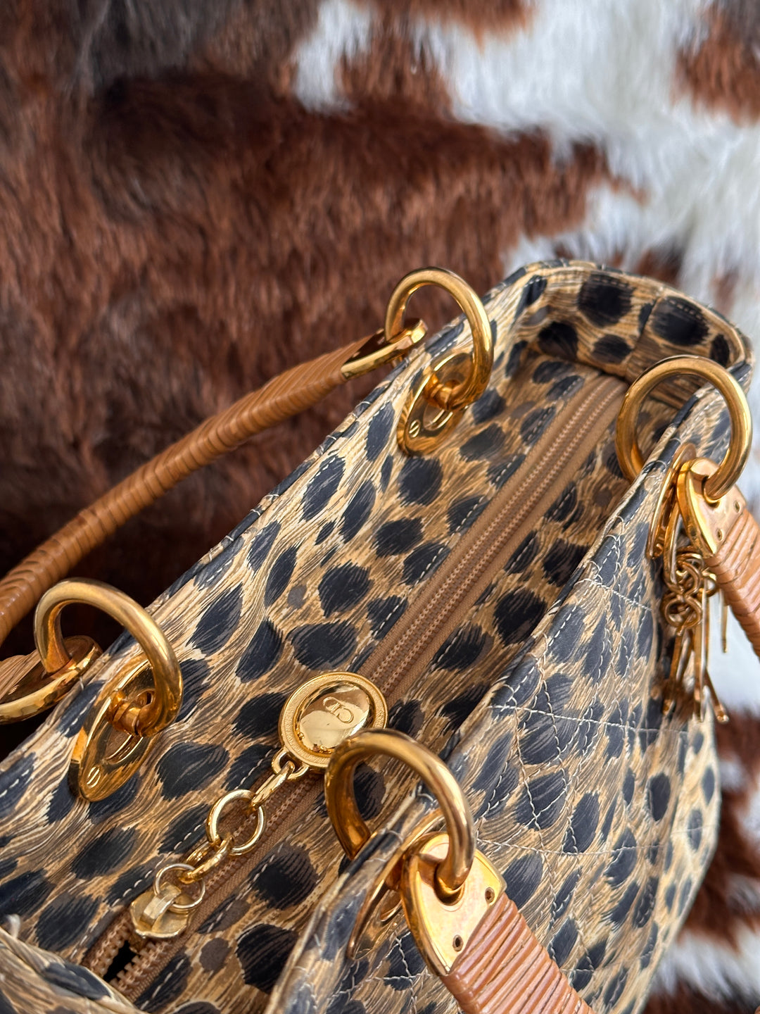 Dior Lady Dior Leopard Print Bag 🐆｜Rare Leopard Print × Woven Cane Handles × Convertible Crossbody Style