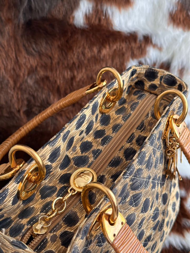 Dior Lady Dior Leopard Print Bag 🐆｜Rare Leopard Print × Woven Cane Handles × Convertible Crossbody Style