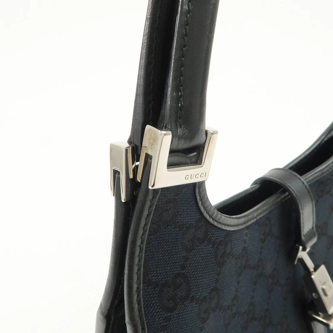GUCCI Jackie GG Canvas Leather Shoulder Bag Hand Bag Black 002.1068