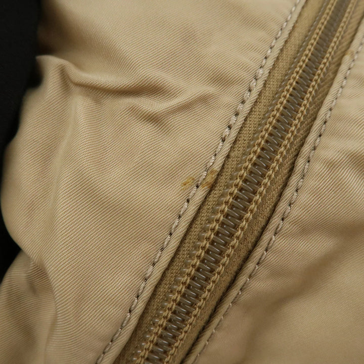 PRADA Logo Nylon Patent Leather Mini Boston Bag Beige BR3150