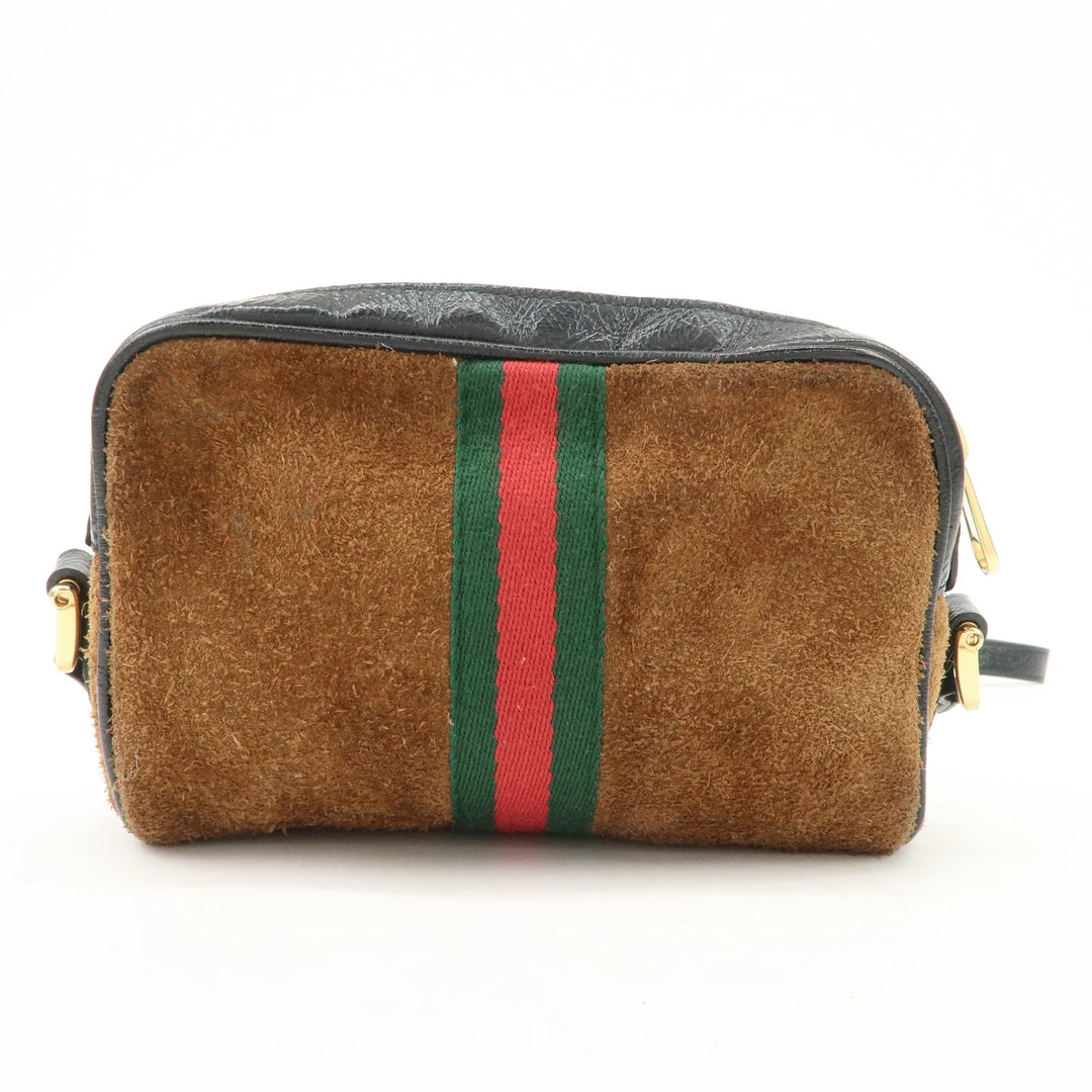 GUCCI Ophidia Sherry Suede Patent Leather Shoulder Bag Brown 573321