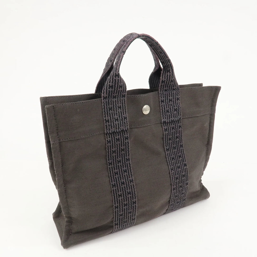 Hermes Herline PM Nylon Canvas Tote Bag Hand Bag Black