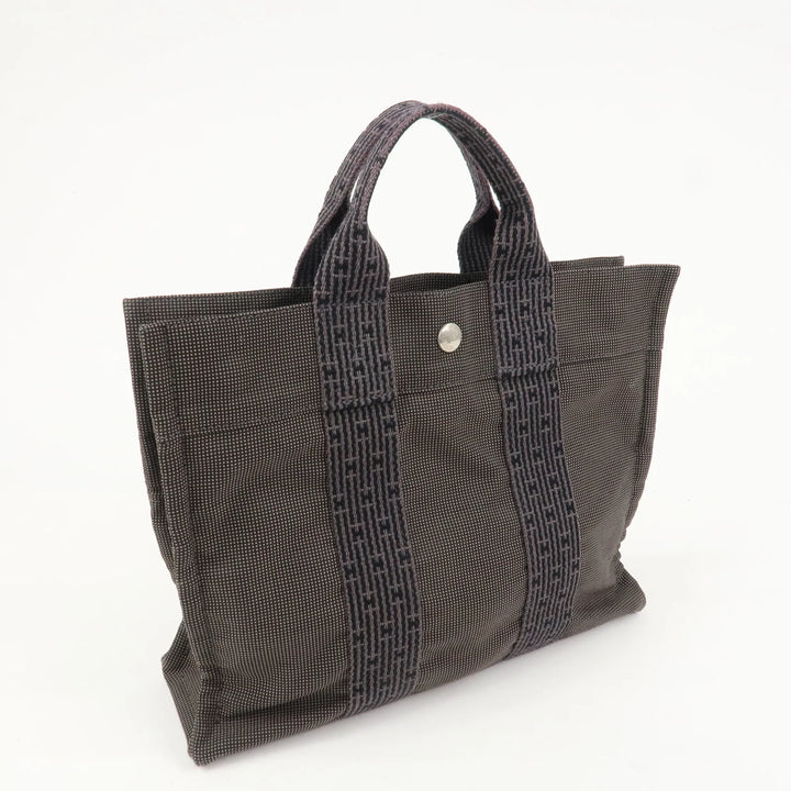 Hermes Herline PM Nylon Canvas Tote Bag Hand Bag Black