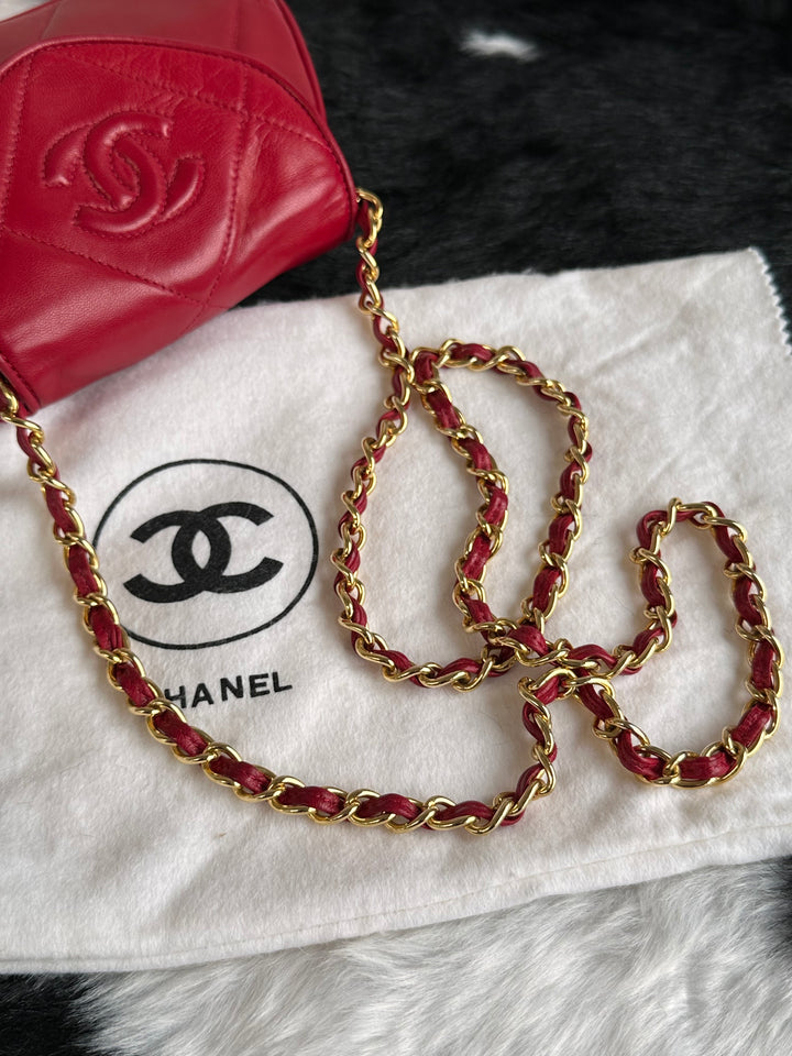 Chanel Vintage Quilted Leather Chain Bag ❤️｜Mini Boston Shape・CC Embossed Logo・Classic Chain Strap