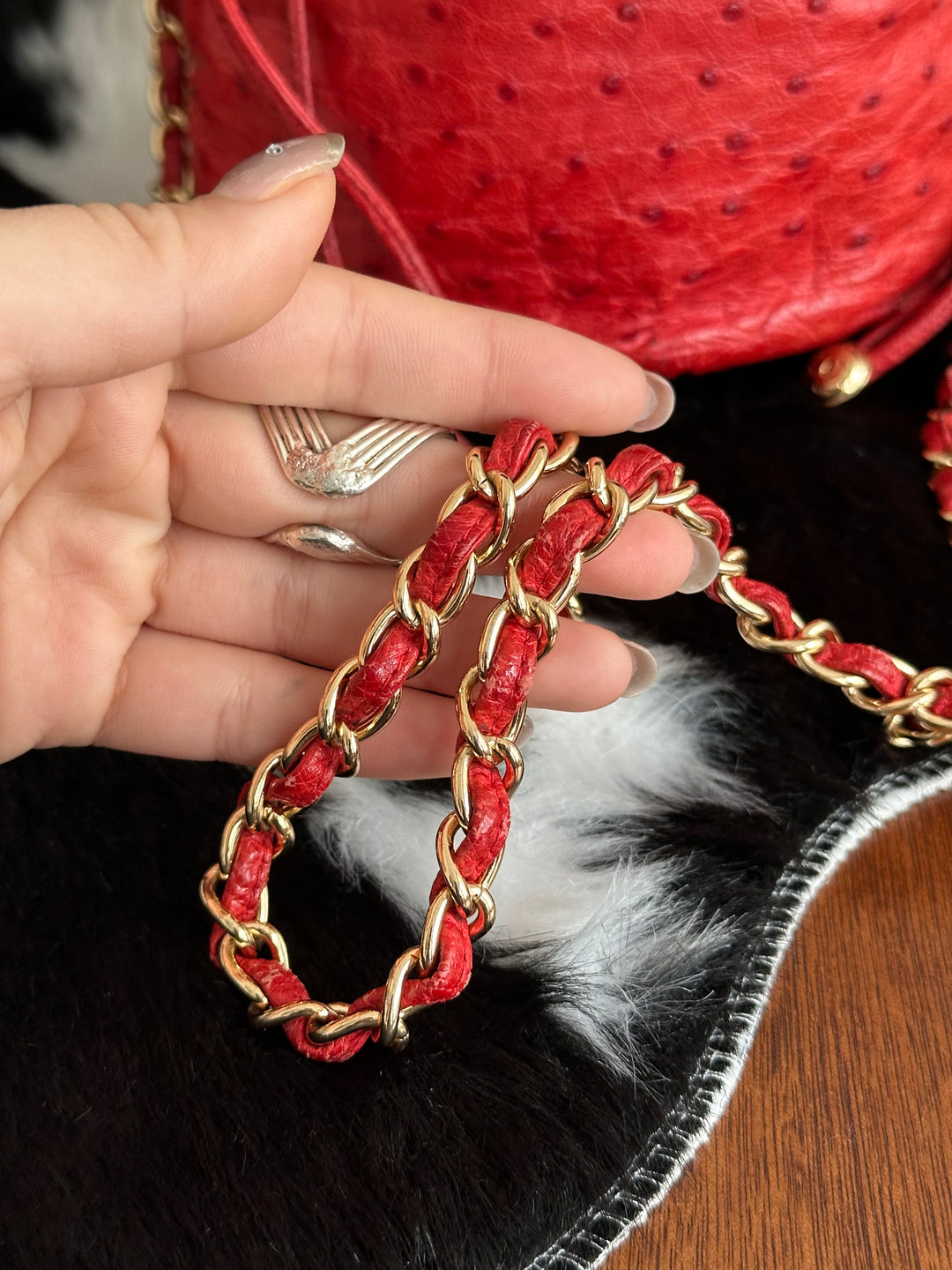 Chanel Ostrich Leather Mini Drawstring “Siu Mai” Bag ❤️✨