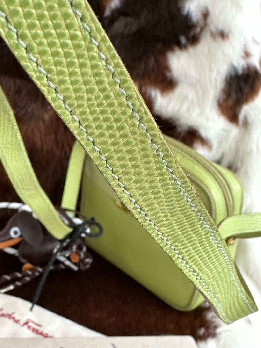 Salvatore Ferragamo Vara Bow Camera Bag 💚｜Lizard-Embossed Texture × Rare Pistachio Green × Full Set Included