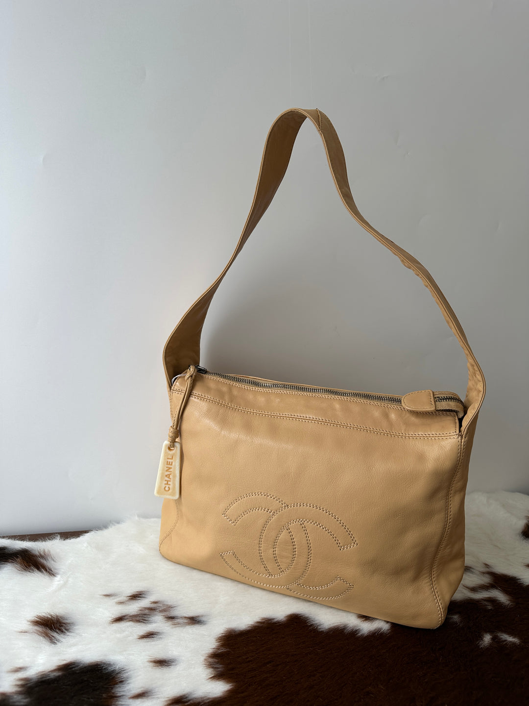 CHANEL Calfskin Hobo Bag – Milk Tea Beige