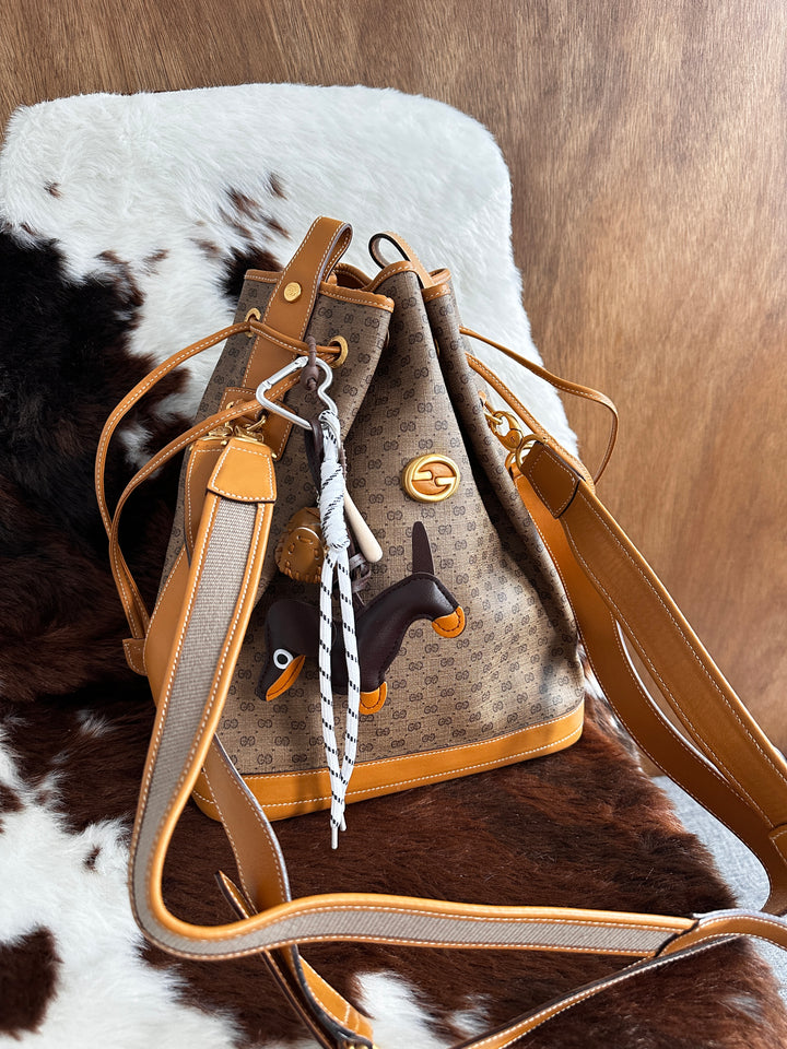 Gucci Monogram Bucket Bag 🤎💛｜Classic GG Canvas・2 Straps Set・Vintage Chic