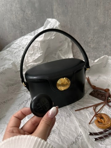 GIVENCHY Vintage Gold Emblem Leather Box Bag with Interchangeable Closure