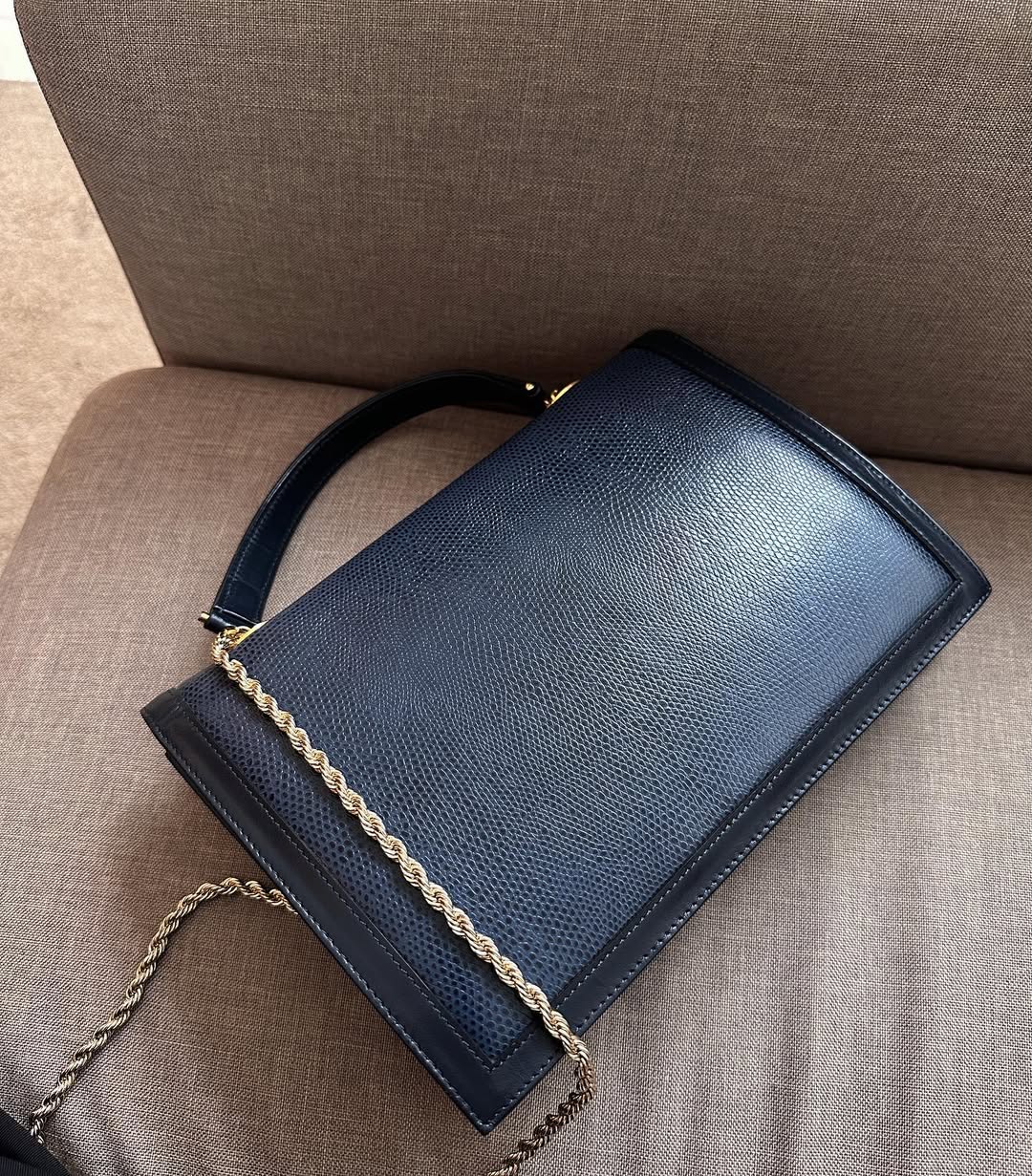 CELINE Navy & Black “Globe Coin” Document Bag｜Rare Convertible Vintage Treasure 🌏✨
