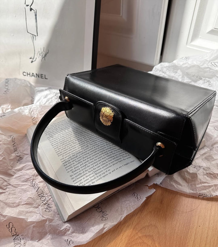 CELINE Black “School Emblem” Box Bag｜Rare Top-Clasp Elegance 🖤✨