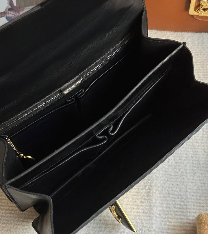 CELINE Black Leather Carriage Kelly Bag｜Elegant Vintage with Playful Lock Detail ✨🖤