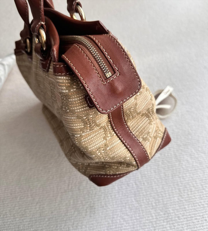 CELINE Raffia Triomphe Handle Bag（Beige × Olive Green）｜Rare Summer-to-Autumn Chic ✨🥐