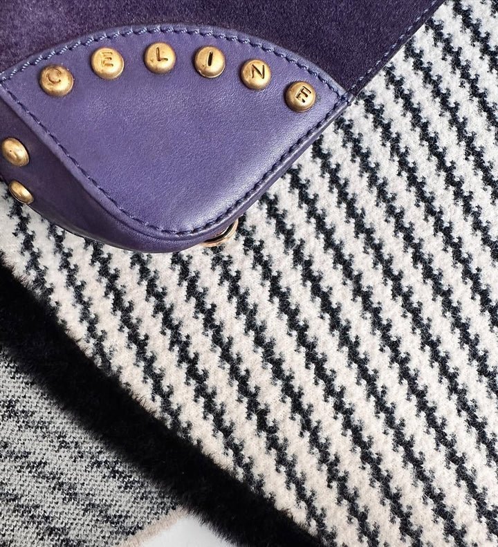 CELINE Purple Suede Vintage Studded Camera Bag｜Rare Charm with Golden Details 💜🦄