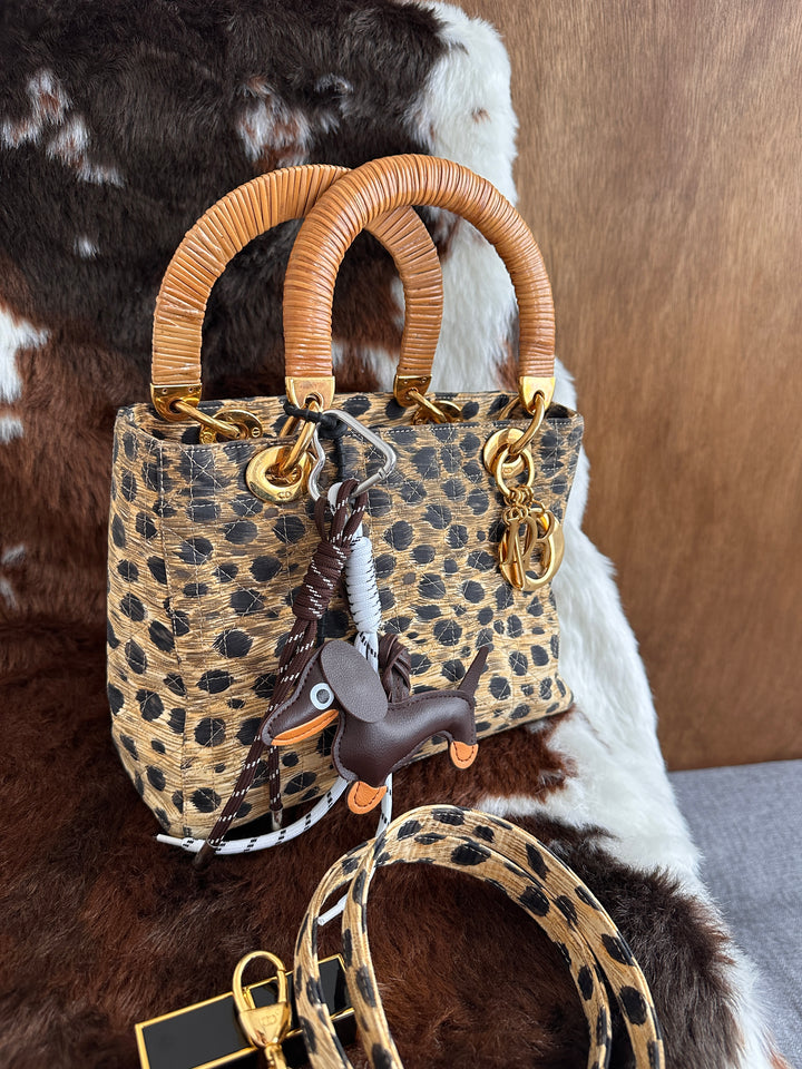 Dior Lady Dior Leopard Print Bag 🐆｜Rare Leopard Print × Woven Cane Handles × Convertible Crossbody Style
