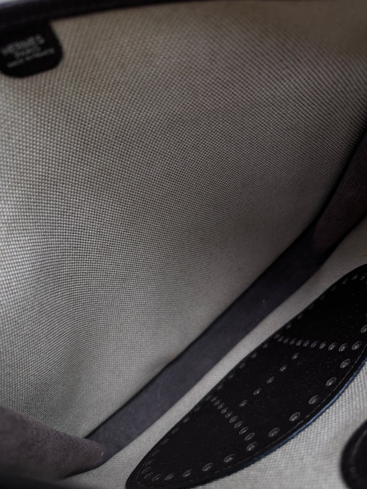 Hermes Evelyn 26 in Beige Canvas & Chocolate Leather – Iconic H Perforation, Lightweight Crossbody