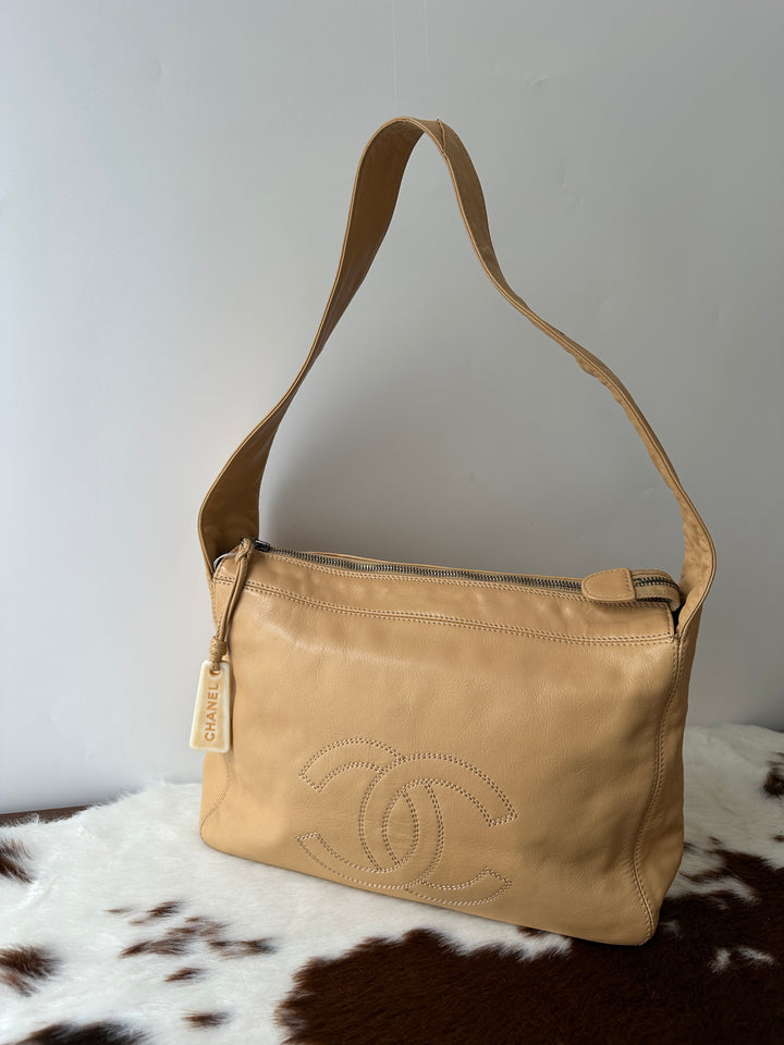 CHANEL Calfskin Hobo Bag – Milk Tea Beige