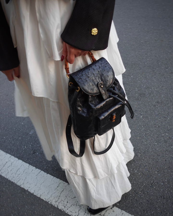 Gucci Bamboo Small Backpack in Ostrich Leather