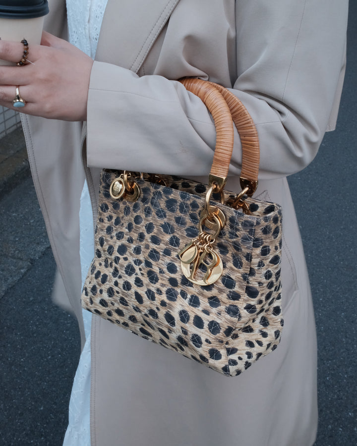 Dior Lady Dior Leopard Print Bag 🐆｜Rare Leopard Print × Woven Cane Handles × Convertible Crossbody Style