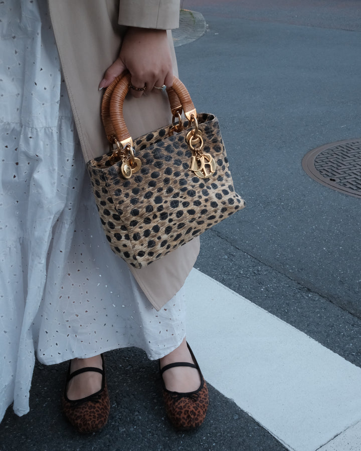 Dior Lady Dior Leopard Print Bag 🐆｜Rare Leopard Print × Woven Cane Handles × Convertible Crossbody Style