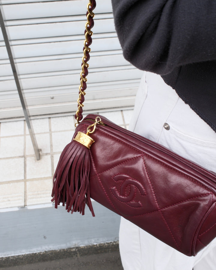 Chanel Mini Boston Chain Bag ❤️✨｜Quilted CC Logo・Tassel Detail・Rare Mini Size