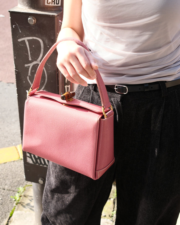 Gucci Bamboo Small Box Shoulder Bag 🩷｜Rare Pink Tone × Bamboo Turn Lock × Durable Pigskin Leather