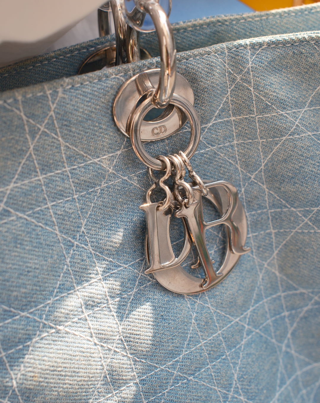 DIOR Denim Soft Lady Dior Tote Bag 🩵｜Light Blue Denim × Clear Top Handles × Casual Styling