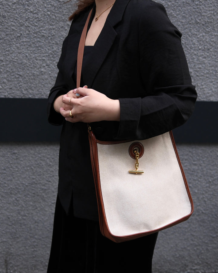 Hermes Canvas & Leather Shoulder Bag – 26 Size